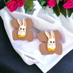Hop Into Style: Adorable Easter Bunny Oversized Stud Earrings! NWT Jewelry